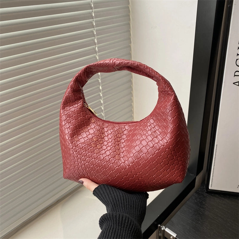 Women's Medium Pu Leather Solid Color Basic Classic Style Pillow Shape Zipper Handbag