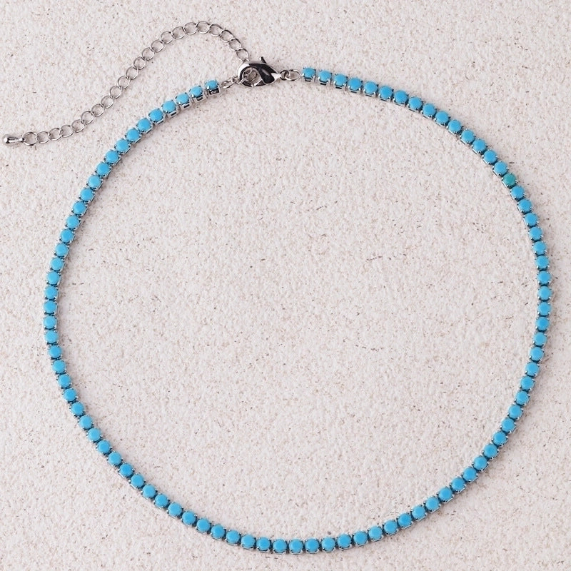 Copper Inlay Solid Color Zircon Copper Necklaces