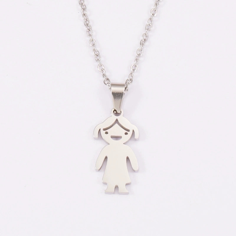 Stainless Steel 18K Gold Plated Casual Cute Polishing Plating Human None Pendant Necklace