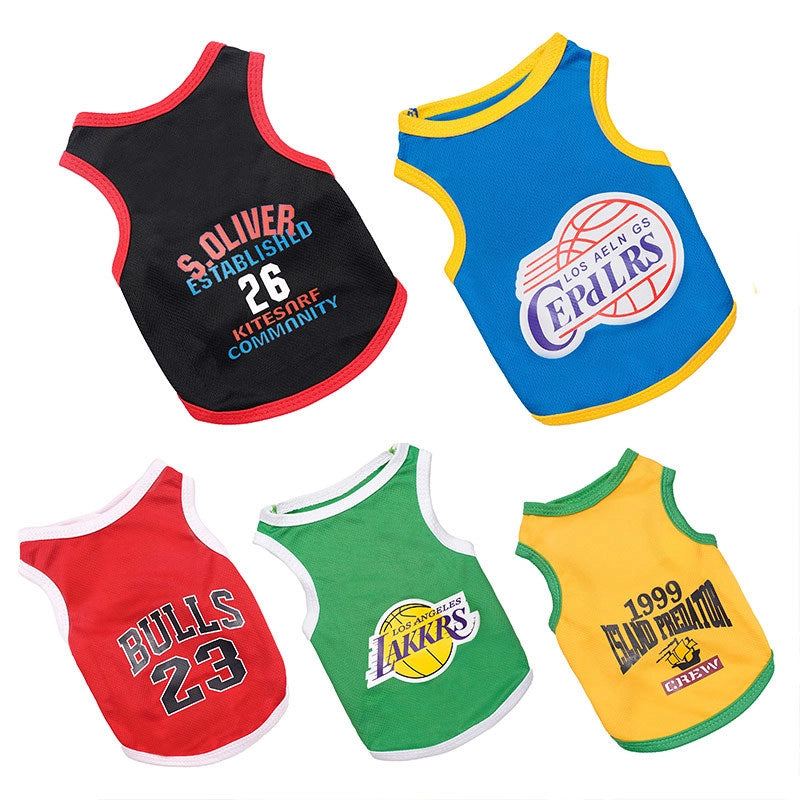 Summer New Pet Basketball Vest Breathable Mesh Dog Cat Clothes Teddy Bichon Frise Pomeranian Fashion Accessories