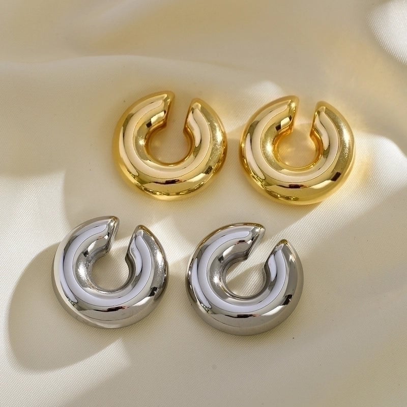 1 Pair Minimalist C Shape Plating Stainless Steel Gold Plated Ear Cuffs
