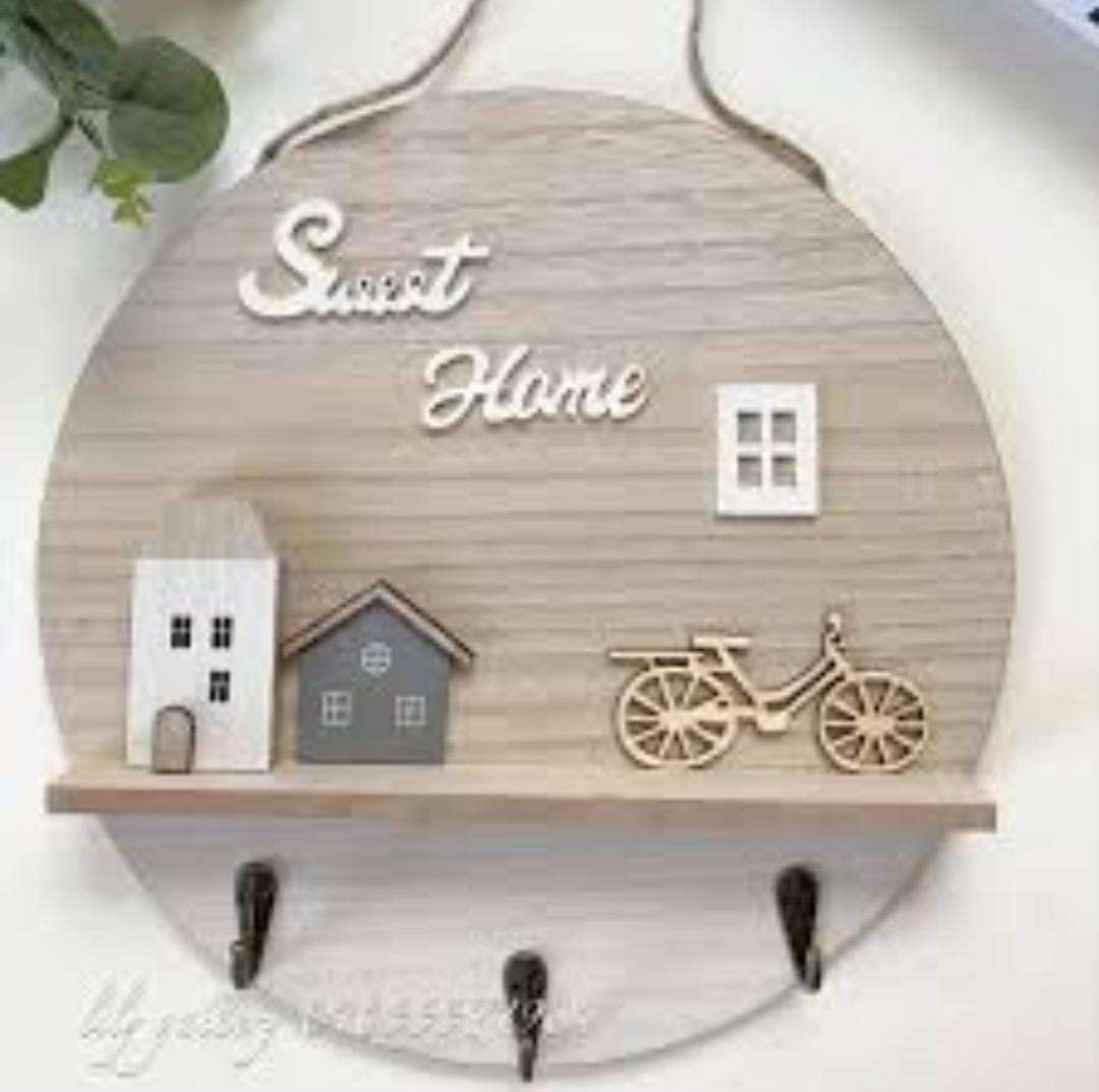 30cm Round wooden sweet home wall hanging decor piece