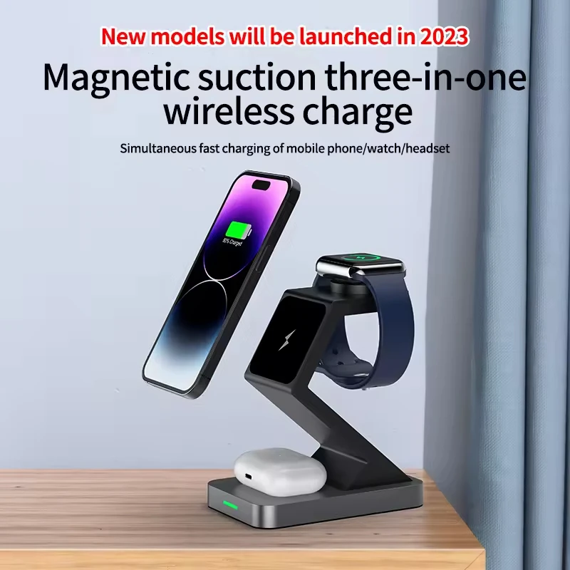 15W Fast Portable Charging Station For Watch Magnetic Quick Charging Custom Logo Wireless Charger