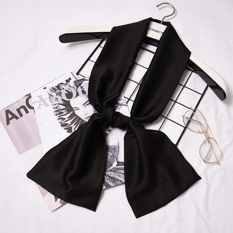 Women's Sweet Solid Color Satin Silk Scarf