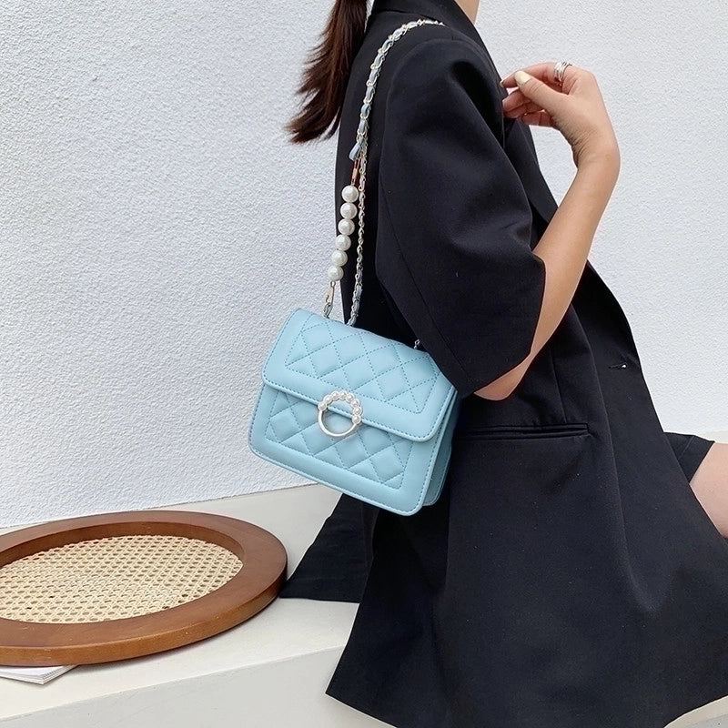 Women's Medium Pu Leather Solid Color Fashion Square Magnetic Buckle Crossbody Bag