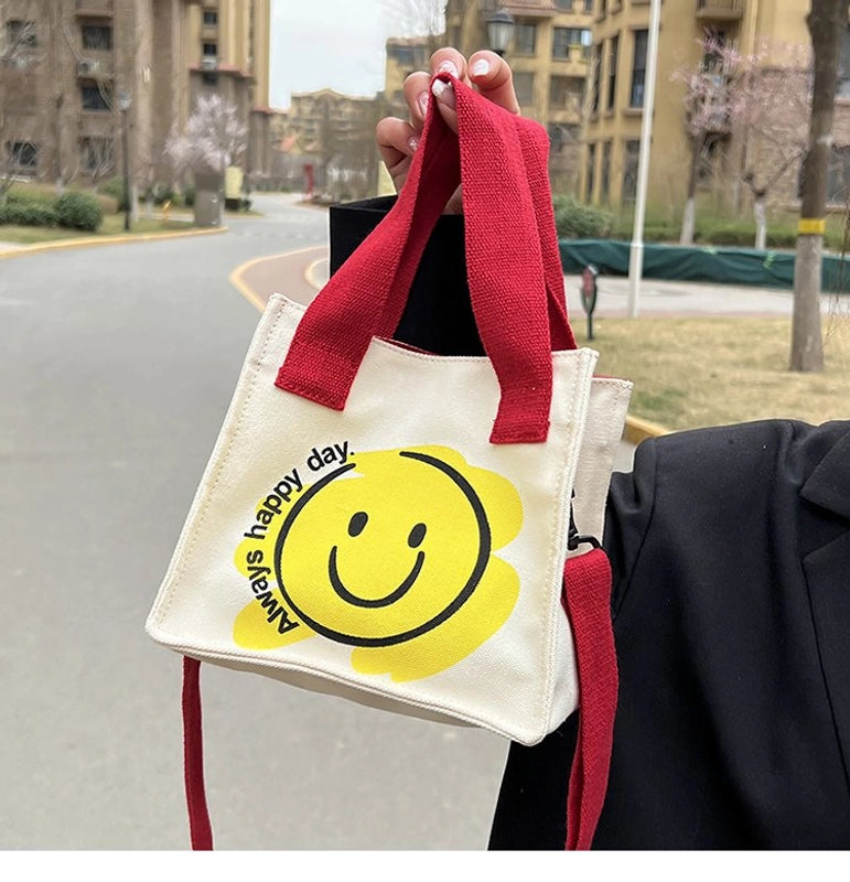 Women's Fashion Smile Face Canvas Shopping Bags