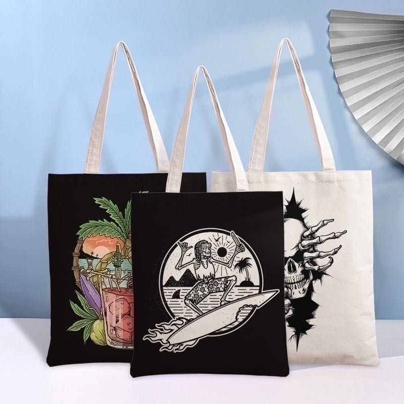 Women's Casual Pumpkin Skeleton Shopping Bags