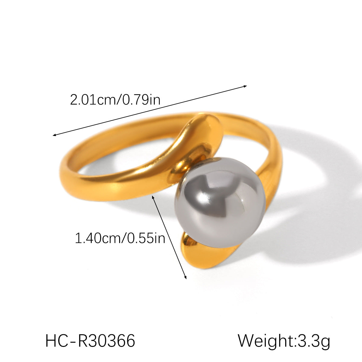 Ins Style Exaggerated Stainless Steel 18K Gold-Plated Ring Female Titanium Steel Ring Hand Jewelry