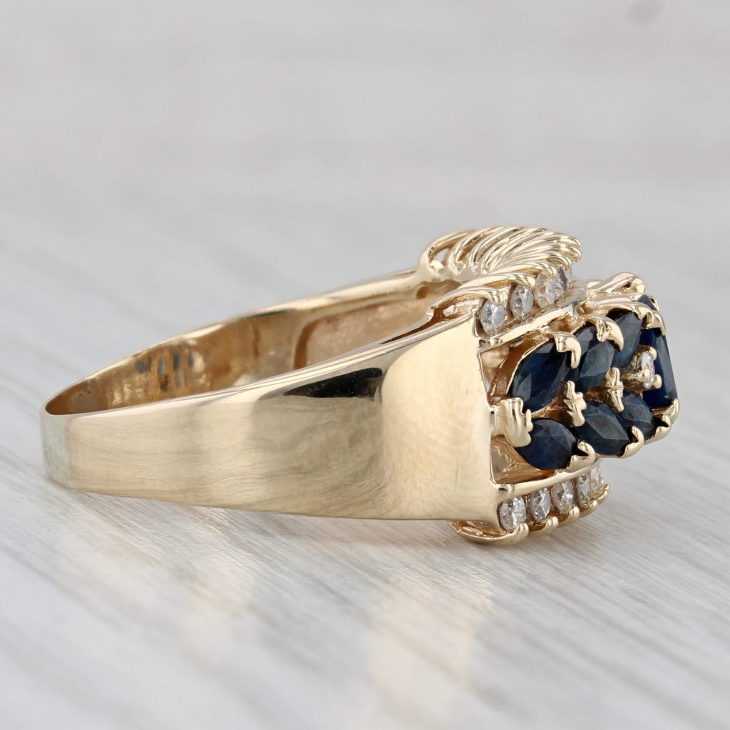 3.77ctw Blue Sapphire Diamond Ring 14k Yellow Gold Size 9.75 Cocktail