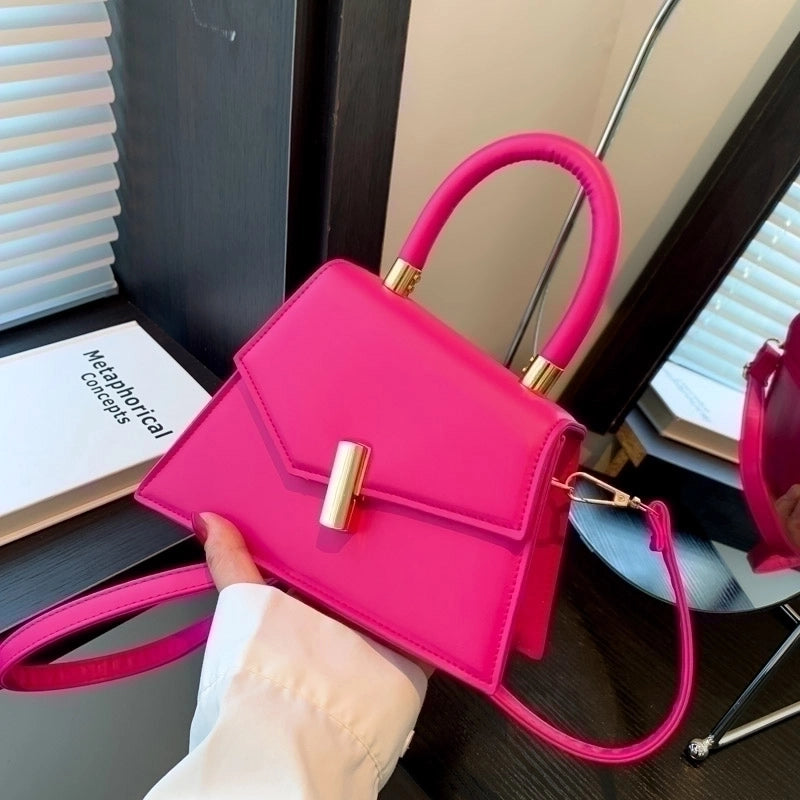 Women's Pu Leather Solid Color Elegant Classic Style Square Flip Cover Shoulder Bag Handbag Crossbody Bag