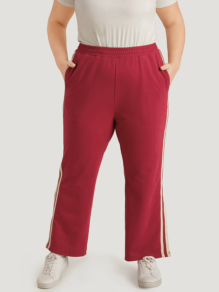 Two Tone Pocket Split Side Elastic Waist Sweatpants