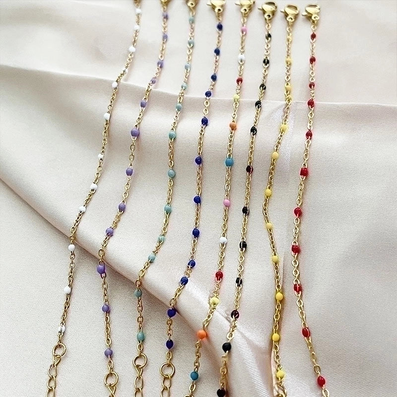 Minimalist Solid Color Stainless Steel Chain Bracelets