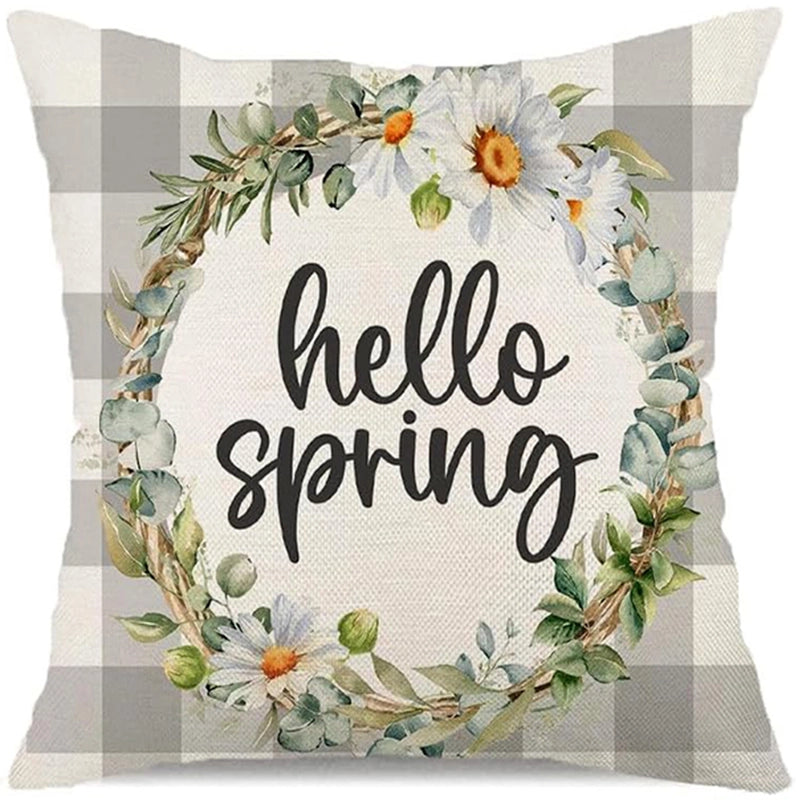 Easter Cute Classic Style Rabbit Letter Linen Pillow Cases Couch & Sofa Decor
