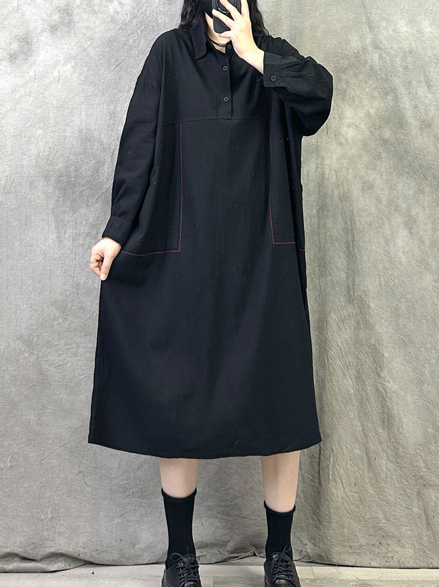 Women Spring Casual Pure Color Loose Dress