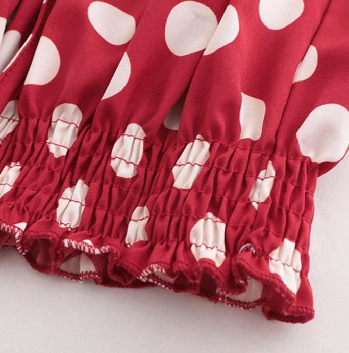 Red Polkadot Ruffled Tube Top