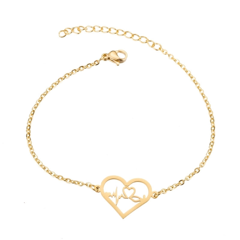 Women's Fashion Heart Butterfly Elephant Stainless Steel No Inlaid Bracelets Plating Stainless Steel Bracelets