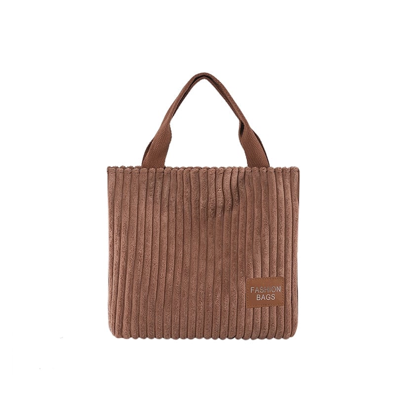 Women's Corduroy Stripe Solid Color Classic Style Magnetic Buckle Underarm Bag