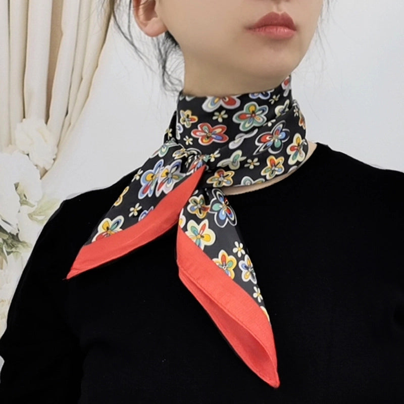 Women's Casual Elegant Minimalist Printing Satin Printing Silk Scarf