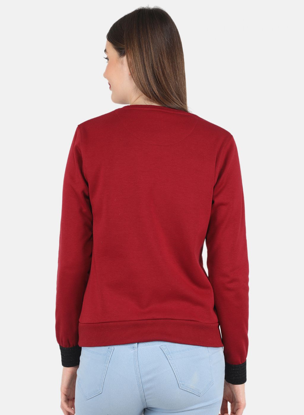 Women Maroon Printed Sweatshirt