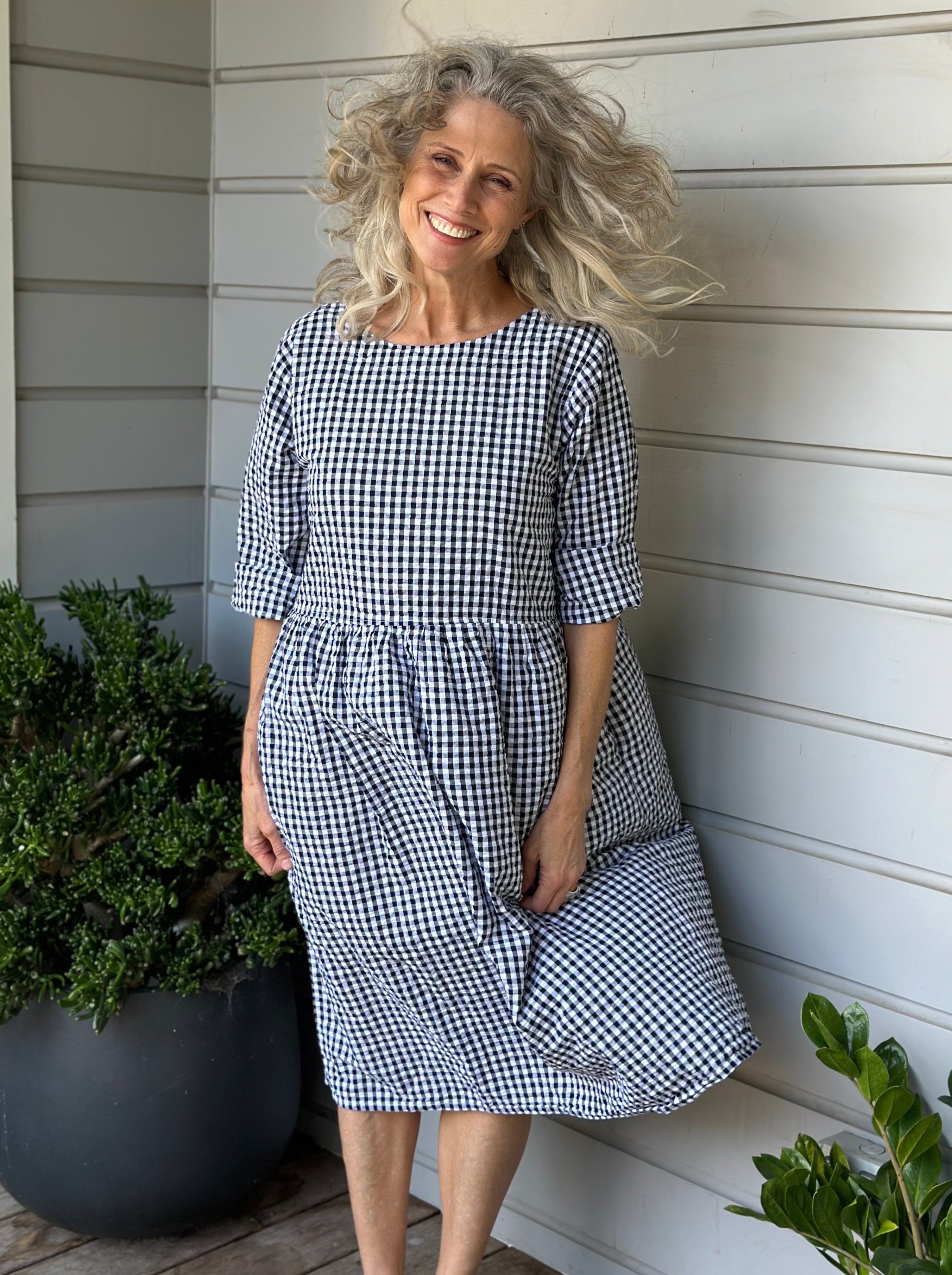 april dress - black  gingham