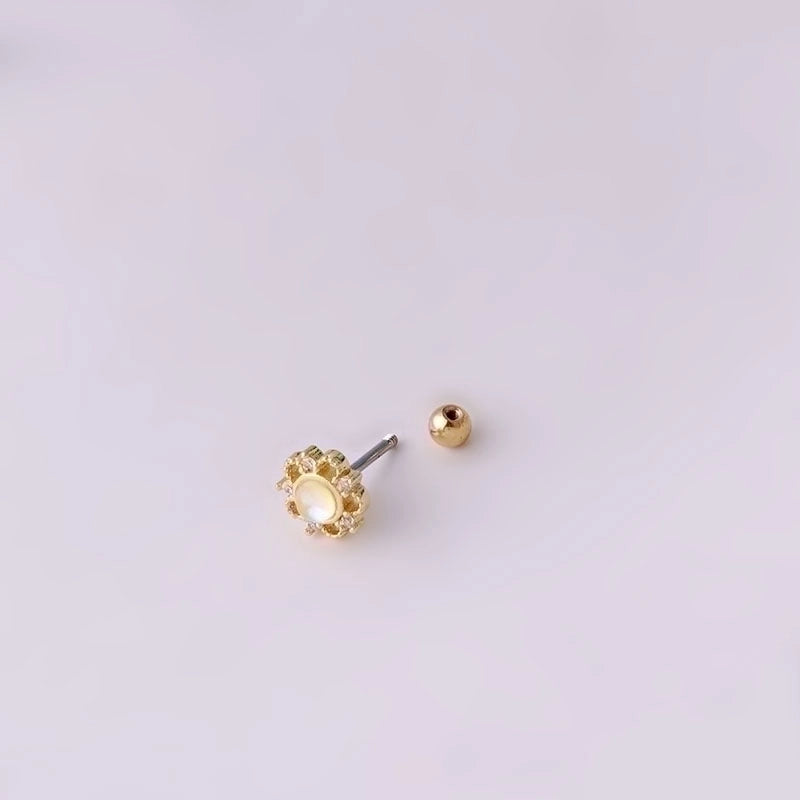 Ear Cartilage Rings & Studs Fashion Flower 316L Stainless Steel  Copper