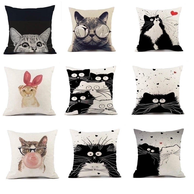 2 Pieces Cute Animal Cat Blended Pillow Cases