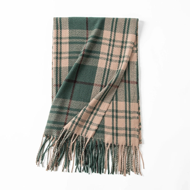Artificial Cashmere Scarf Autumn And Winter Check Pattren Couple Student Scarf Elegant Plaid Long Tassel Shawl High Sense