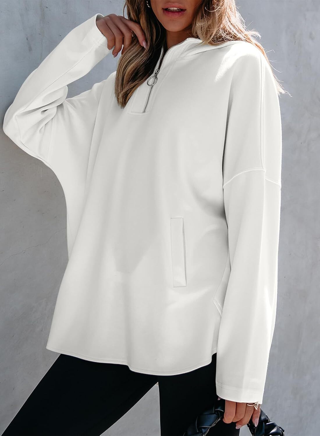 FINAL SALE⚡5 Packs for $25.95⚡- Women's Oversized Hoodies Casual Long Sleeve Half Zipper Pocket Sweatshirt Pullover Tops