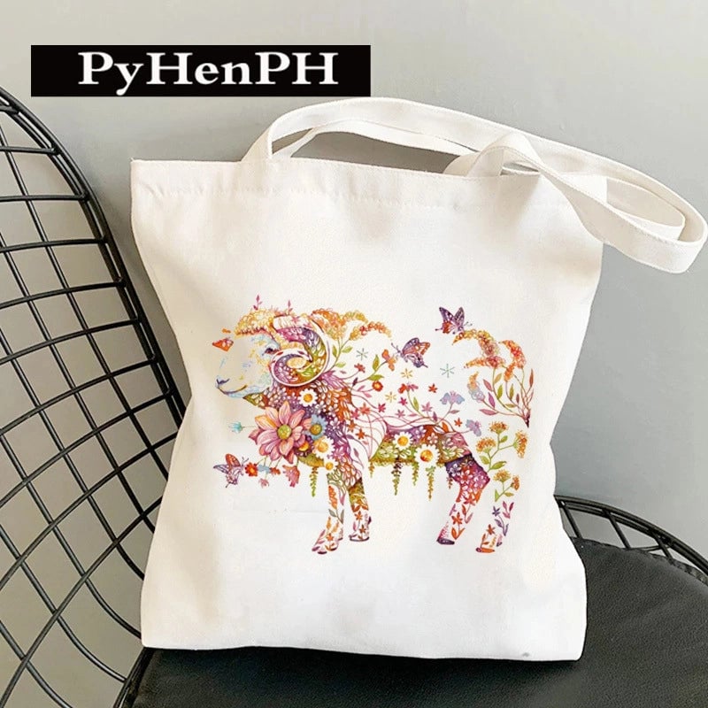 Women's Canvas Printing Classic Style Square Open Canvas Bag