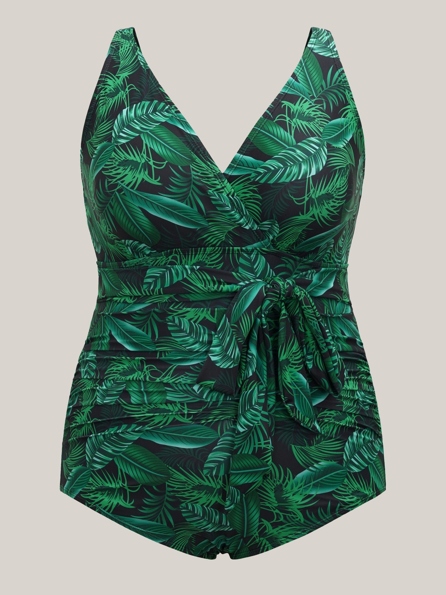 Tropical Leaf Print One-Piece Swimsuit