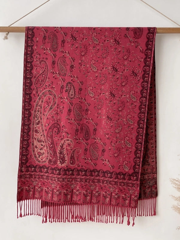 New Ethnic Style Vintage Tassel Shawl Autumn And Winter External Dual-Use Scarf Women's Travel Vacation Photo Cape