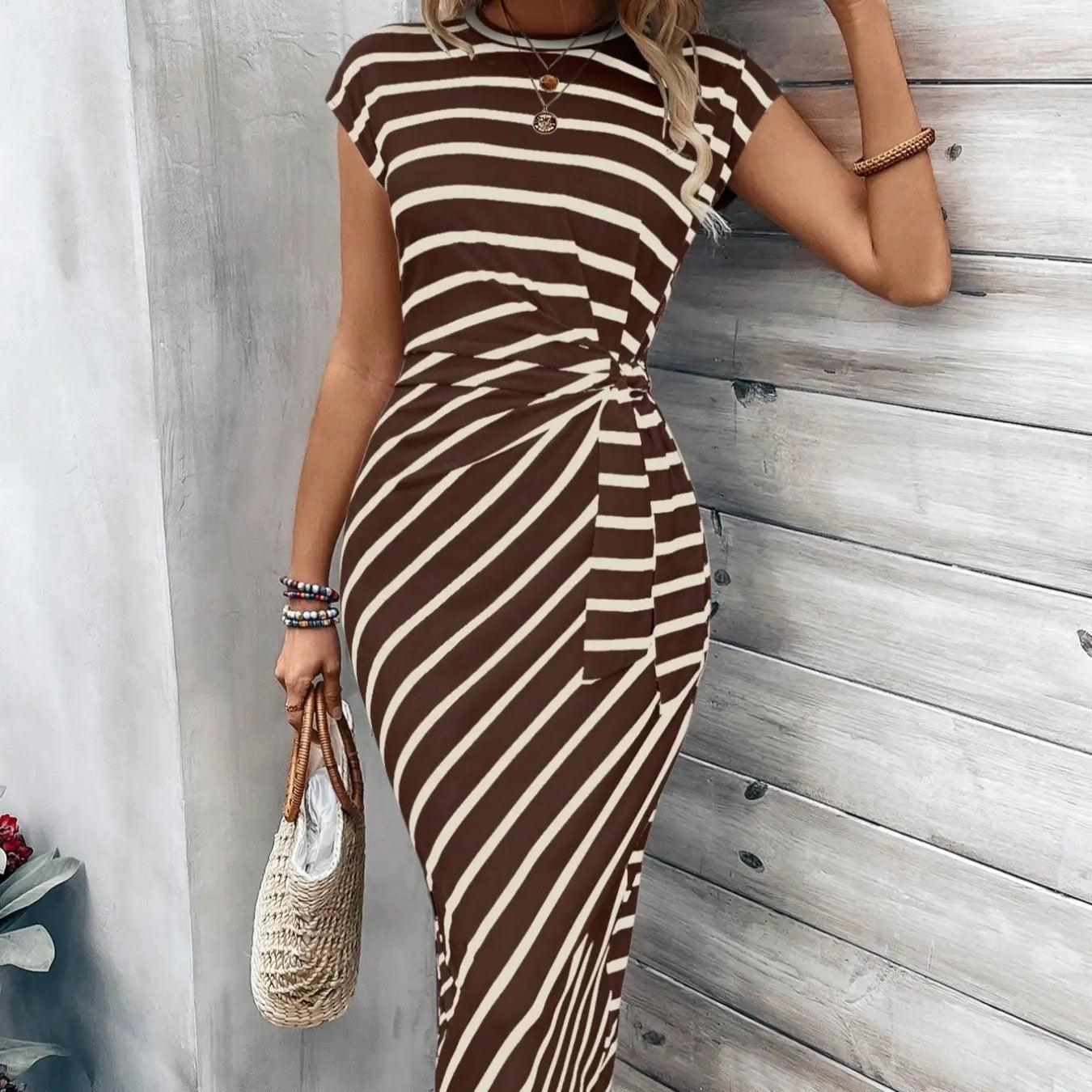 💃Women's Striped Tie Waist Dress