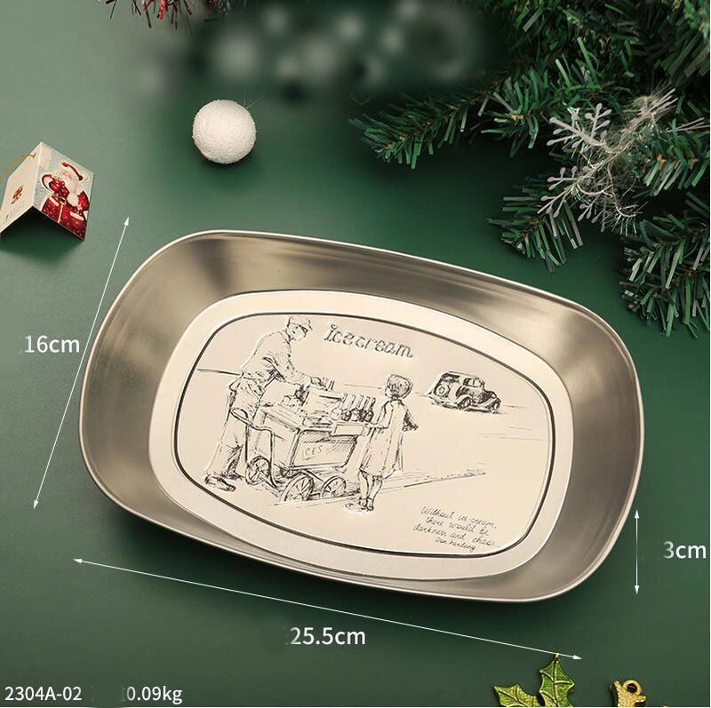 Casual Elegant Christmas Hat Christmas Tree Santa Claus Tinplate Tableware 1 Piece