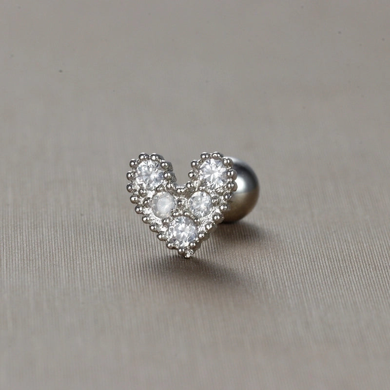 1 Piece Minimalist Star Heart Shape Crown Plating Inlay Stainless Steel Zircon Ear Studs