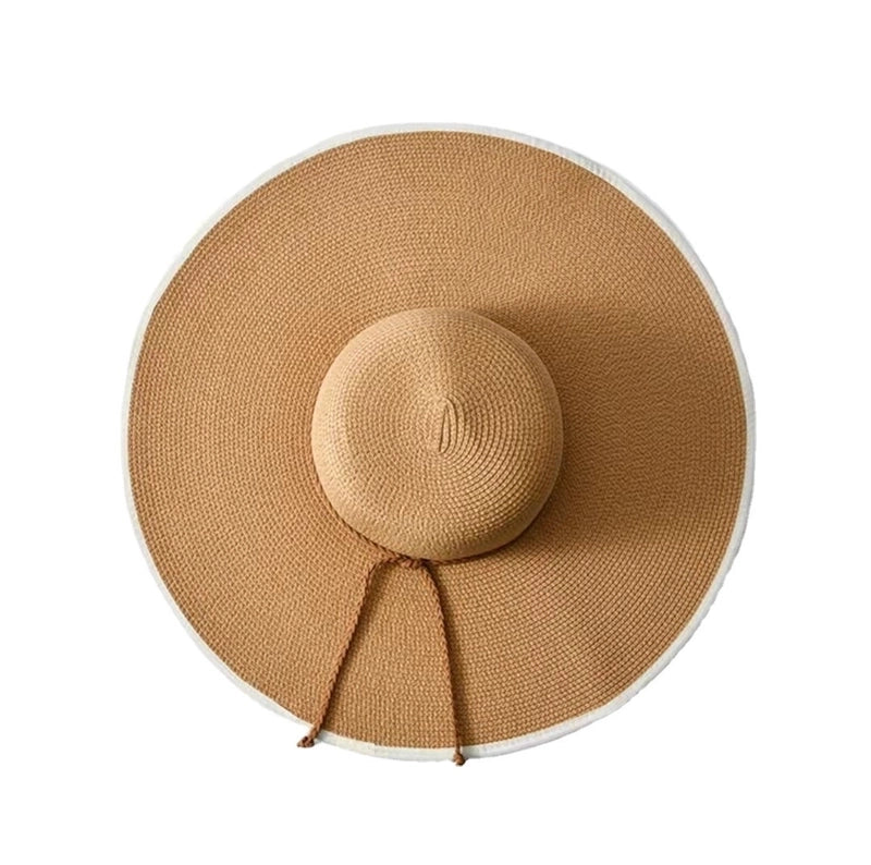 Women's Basic Pastoral Solid Color Big Eaves Straw Hat