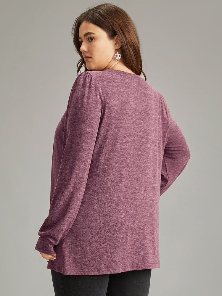 Plain Heather Plicated Detail T-shirt