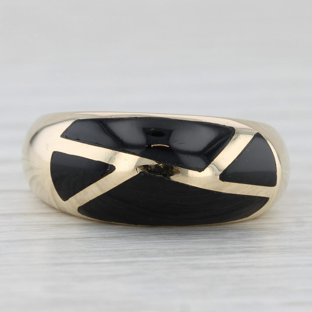 Onyx Mosaic Domed Ring 14k Yellow Gold Size 6.5