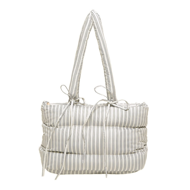 Women's Large Oxford Cloth Stripe Streetwear Square Magnetic Buckle Shoulder Bag