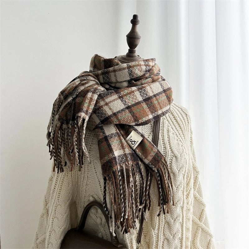Women's Retro Plaid Imitation Cashmere Scarf