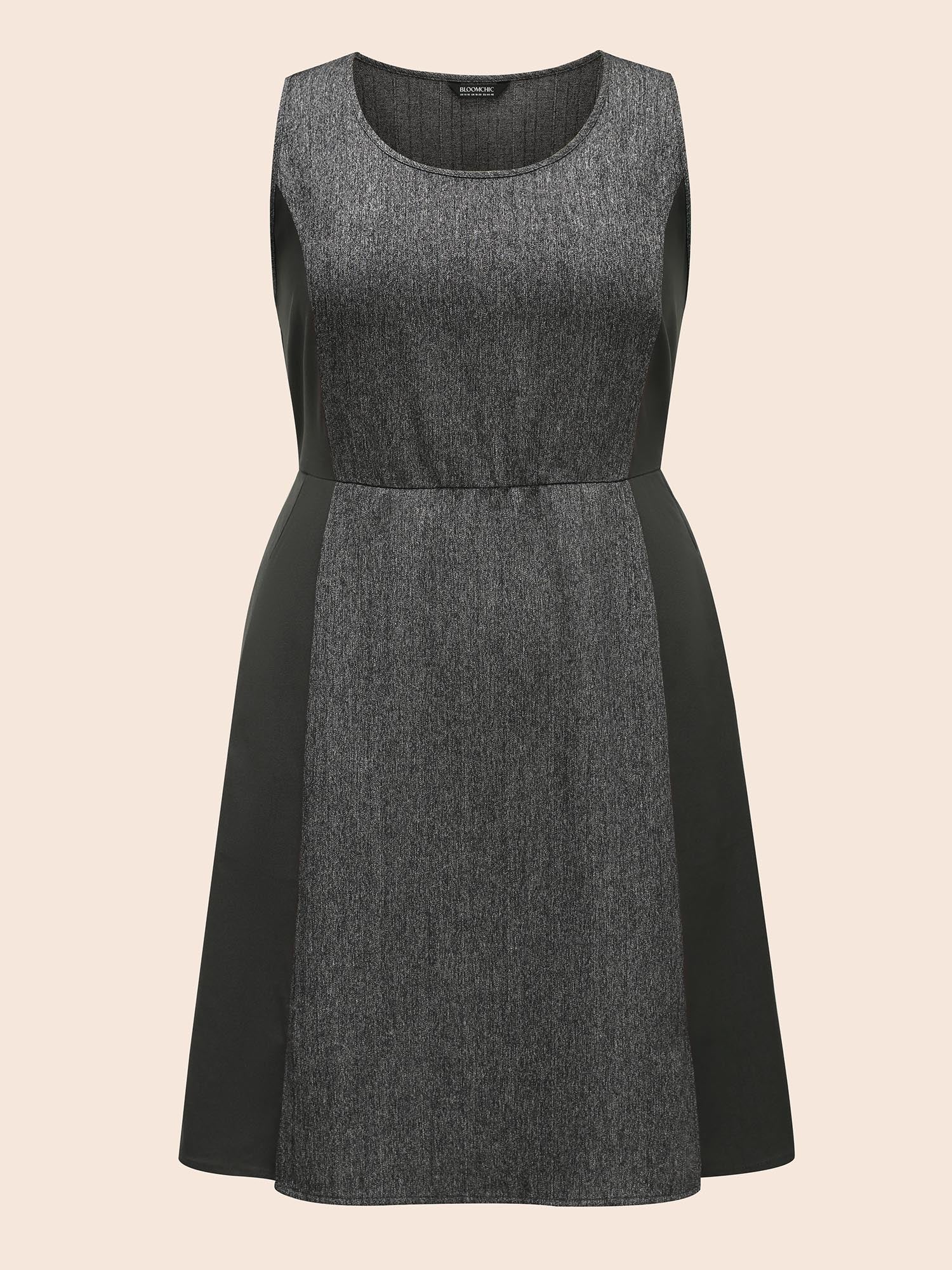 Stretch Woven Seamed Fiited Midi Dress