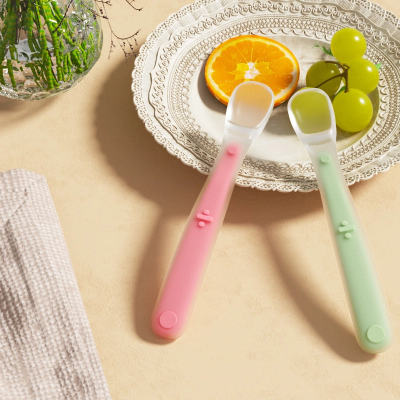 Silicone Spoon Newborn Baby Supplementary Food Spoon Baby Feeding Water Soft Spoon Children's Tableware Training Eating Fruit Mud