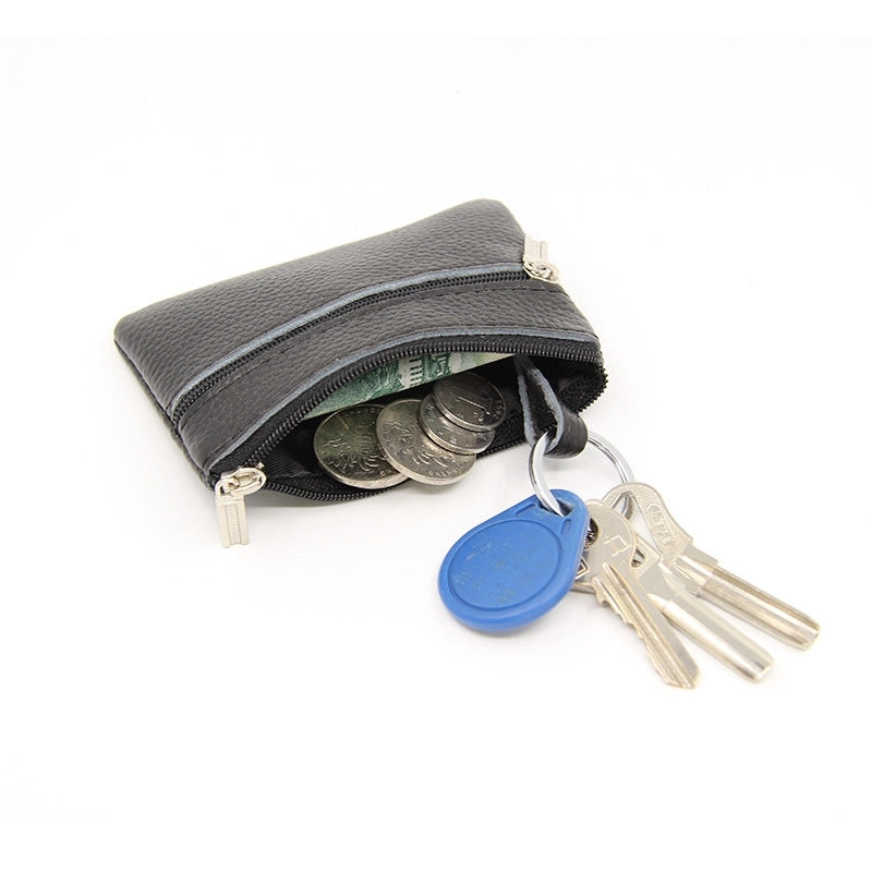 Women'S Solid Color Leather Coffee Royal Blue Apricot Zipper Wallets