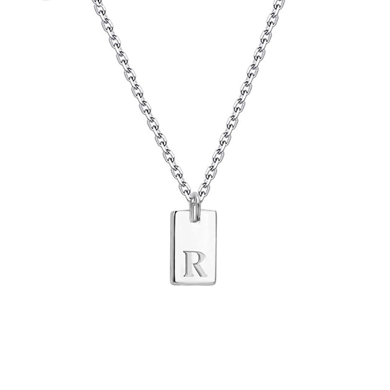 Titanium Steel Minimalist Letter Rectangle Plating Pendant Necklace