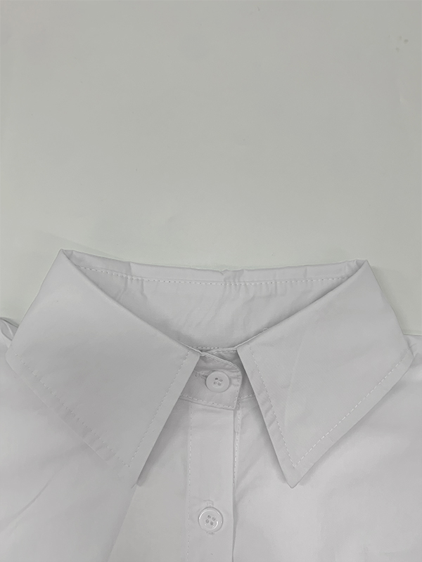 A-Line High-Low Buttoned Pockets Printed Split-Side Stand Collar Blouses&Shirts Tops