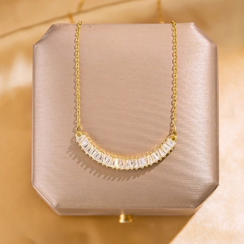 Elegant Lady Streetwear Geometric Flower Butterfly 304 Stainless Steel Acrylic Zircon 18K Gold Plated Inlay Pendant Necklace