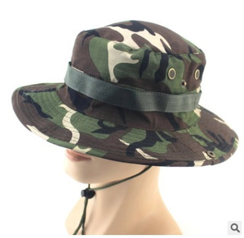 Hot Outdoor Sunscreen Round Edge Hat Mountaineering Hat Camouflage Jungle Hat Benney Hat Men's And Women's Fisherman Hat