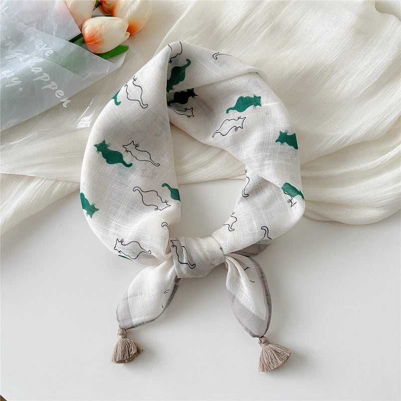 Women's Elegant Minimalist Flower Cotton And Linen Silk Scarf