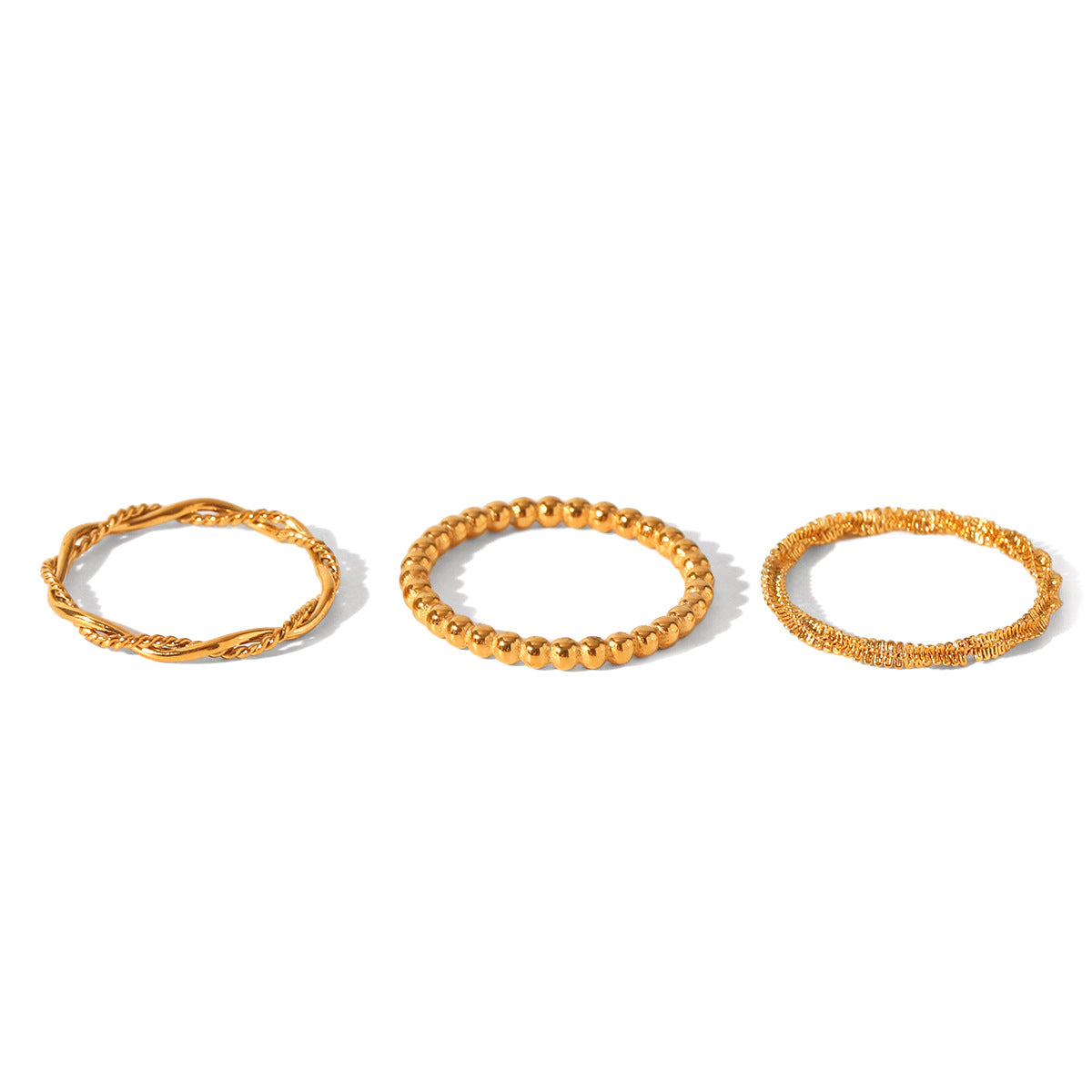 Ins Style Stainless Steel Twist Ring Female Round Bead Ring Star Chain Ring