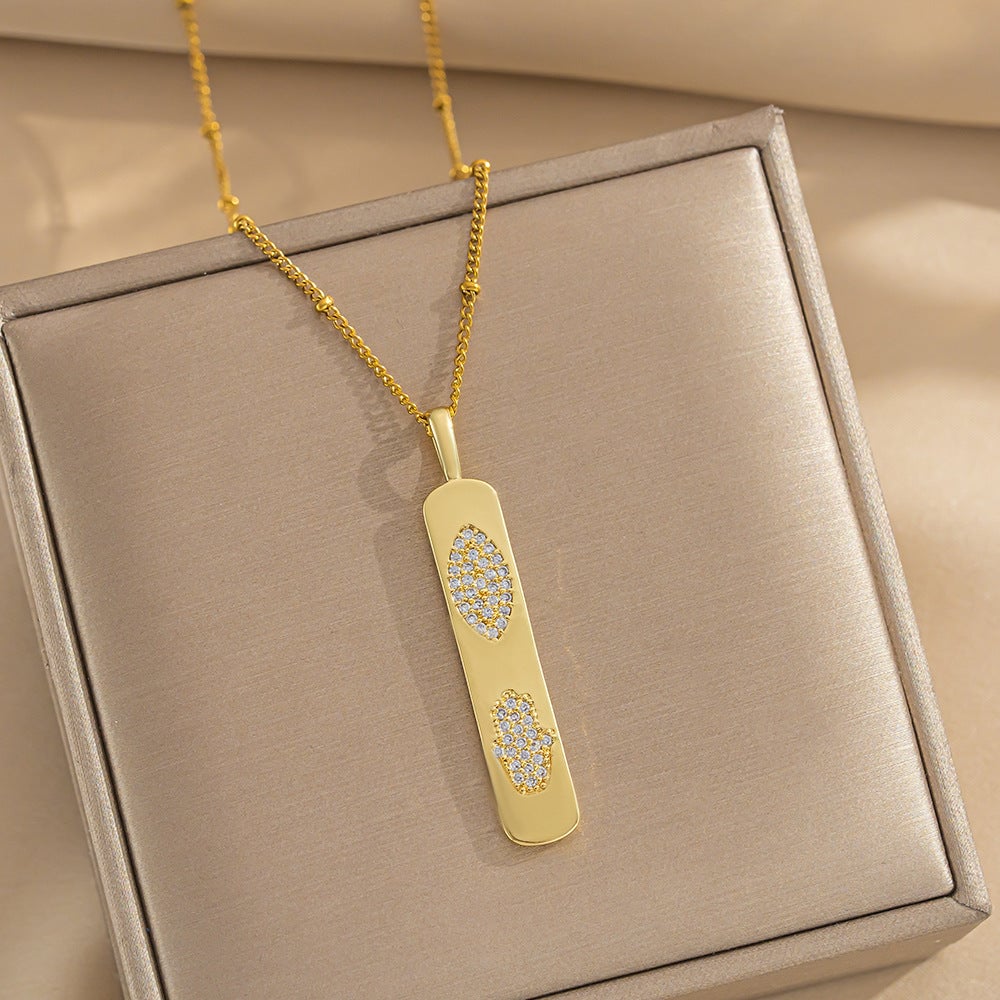 Trendy Personalized Gold Bar Design Love Cross Rainbow Lightning Pendant Necklace