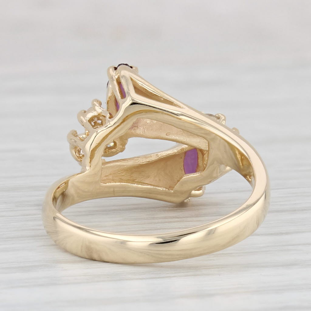 0.76ctw Marquise Ruby Diamond Bypass Ring 14k Yellow Gold Size 6.5